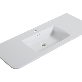 Wastafel Laro 120x48cm Mat Wit met kraangat - Solid Surface