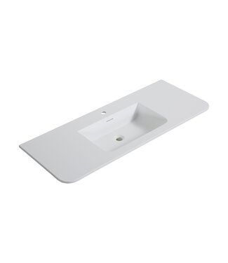 Wiesbaden Wastafel Laro 120x48cm Mat Wit met kraangat - Solid Surface