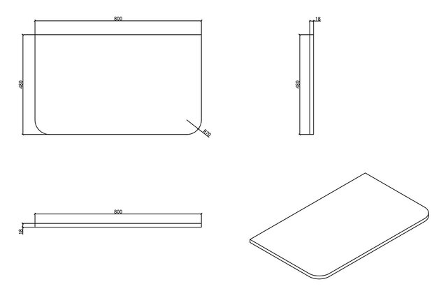 Topblad Sulora 80x48cm Mat Zwart