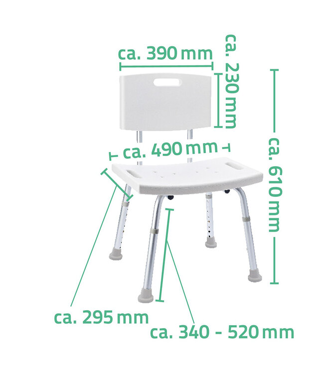 Badkamerstoel Ridder Sam  verstelbaar wit