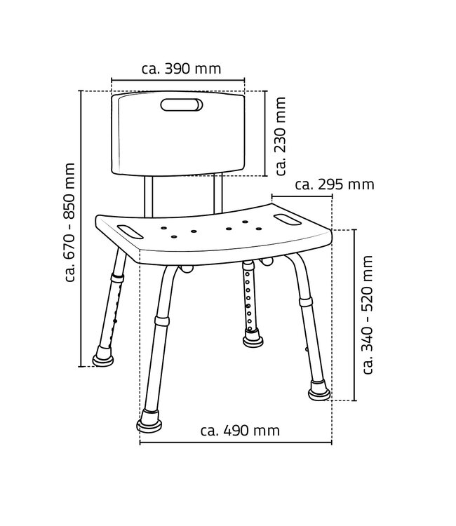 Badkamerstoel Ridder Sam  verstelbaar wit
