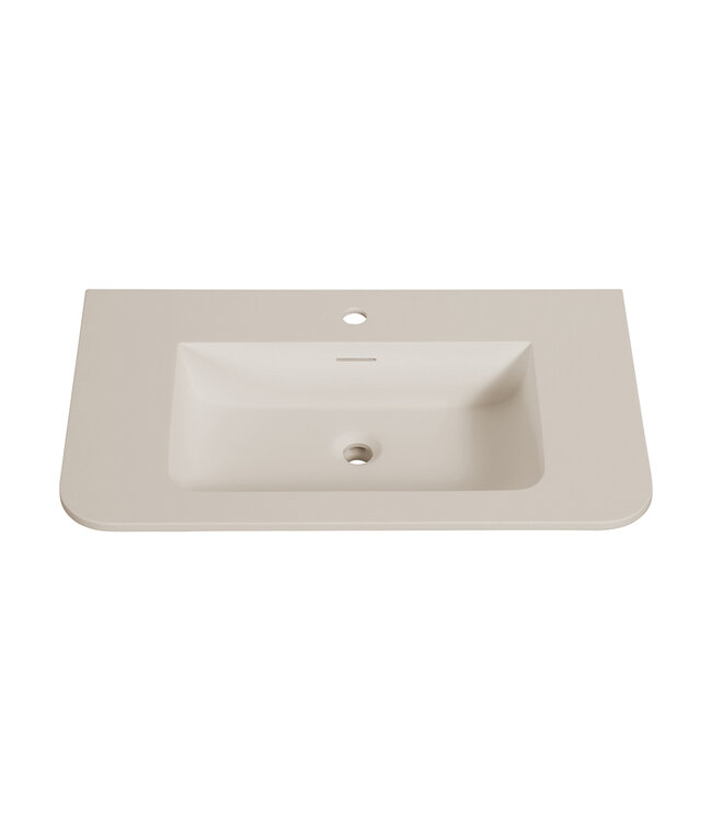 Wiesbaden Wastafel Laro 80x48cm Beige met kraangat - Solid Surface