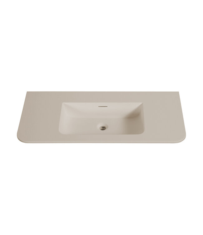 Wiesbaden Wastafel Laro 80x48cm Beige Zonder kraangat - Solid Surface
