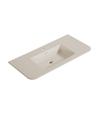 Wiesbaden Wastafel Laro 100x48cm Beige met kraangat - Solid Surface
