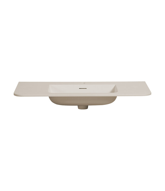 Wiesbaden Wastafel Laro 100x48cm Beige met kraangat - Solid Surface