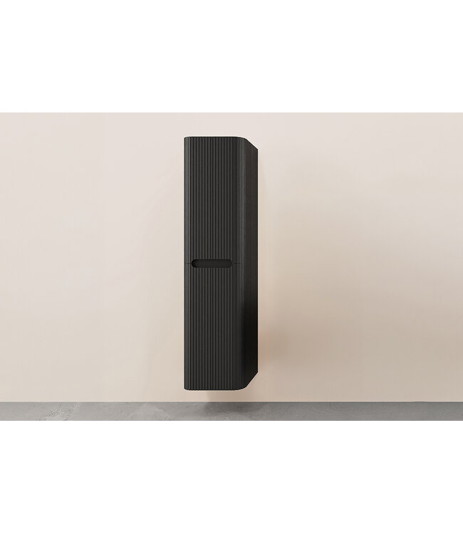 Kolomkast Sulora Mat Zwart | Geribbeld & Rond | 160x40 cm