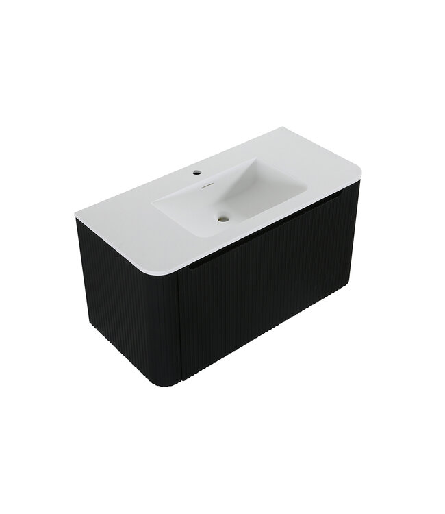 Onderkast Sulora Mat Zwart 120cm | Geribbeld Design & Softclose