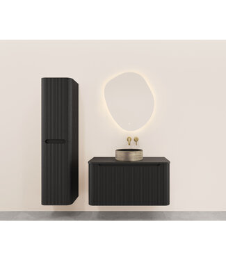 Wiesbaden Onderkast Sulora Mat Zwart 100cm | Geribbeld Design & Softclose