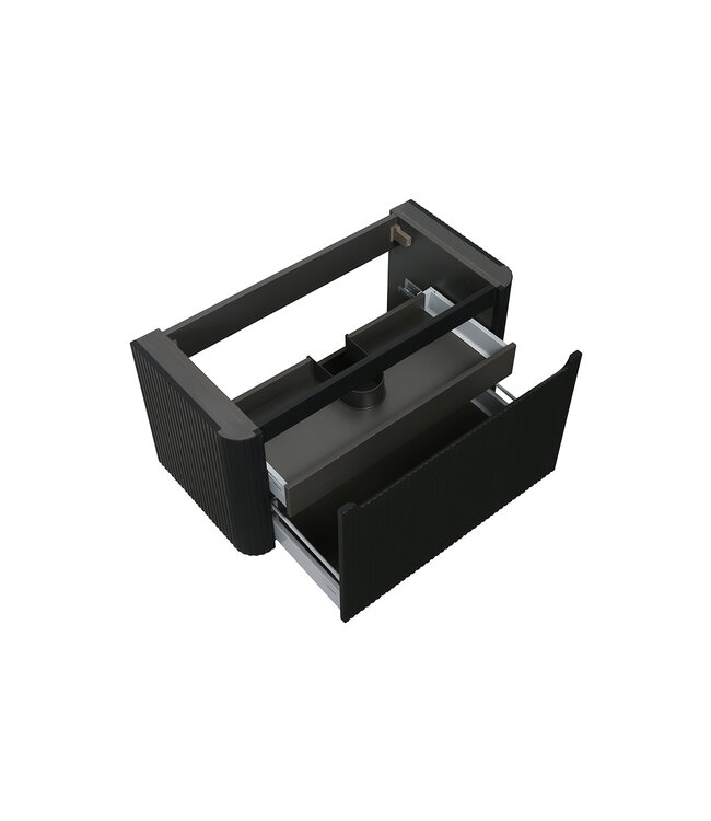 Onderkast Sulora Mat Zwart 100cm | Geribbeld Design & Softclose