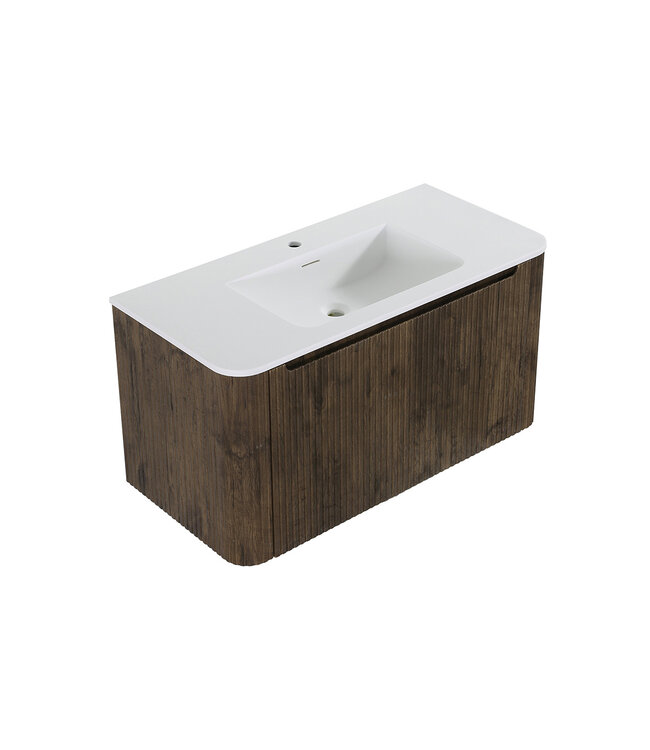 Onderkast Sulora Bruin Eiken 80cm | Geribbeld Design & Softclose