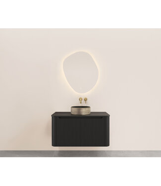 Wiesbaden Onderkast Sulora Mat Zwart 80cm | Geribbeld Design & Softclose