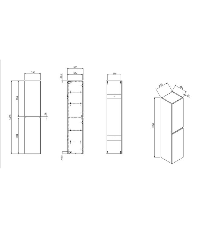 Kolomkast Alvara – Mat Wit – 160x35x35cm