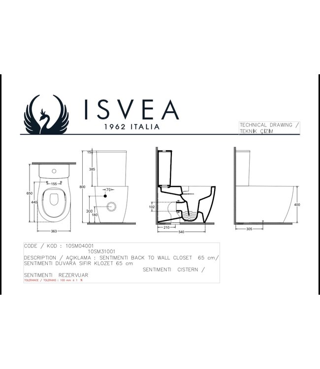 Staand toilet Sentimenti NEO met geintegreerde bidetkraan - Randloos - OA&PK