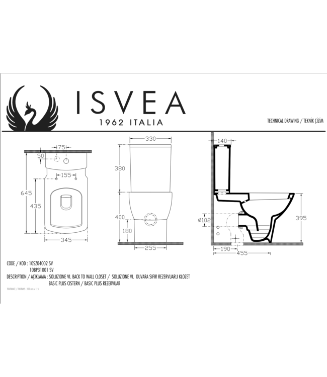 Staand toilet SOLUZIONE met geintegreerde bidetkraan - Randloos - OA&PK