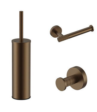 ALONI Toilet Accessoires Set-2 Stria Mat Bruin Brons PVD - Toiletborstelhouder + Toiletrolhouder + Handdoekhaak
