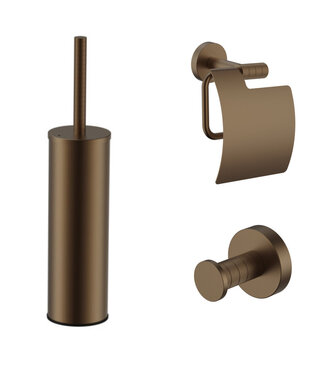 ALONI Toilet Accessoires Set Stria Mat Bruin Brons PVD-Gecoat  - Toiletborstelhouder + Toiletrolhouder + Handdoekhaak