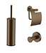 Toilet Accessoires Set Stria Mat Bruin Brons PVD-Gecoat  - Toiletborstelhouder + Toiletrolhouder + Handdoekhaak