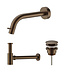 ALONI Fonteinkraan set Inbouw Stria Mat Bruin Brons inkortbaar Toiletkraan + Sifon + Clickwaste