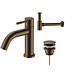 Fonteinkraan set Stria Mat Bruin Brons (PVD) Toiletkraan + Sifon + Clickwaste