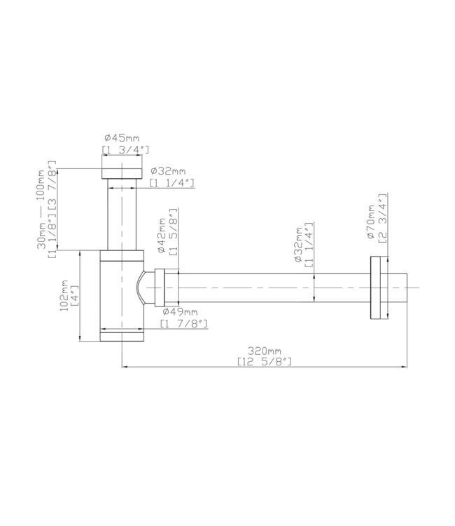 Wastafel sifon Aloni Uniforma Mat Bruin Brons PVD-gecoat