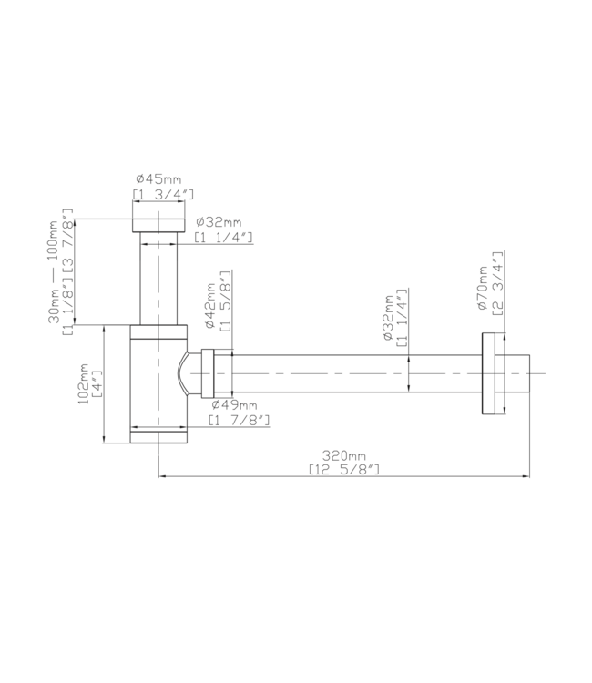 Wastafel sifon Aloni Uniforma Mat Zwart PVD-gecoat