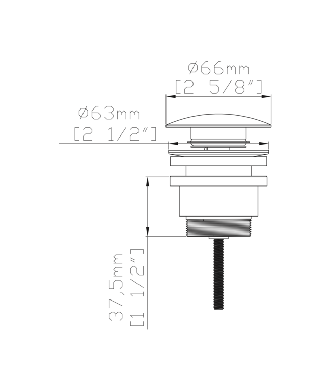 Afvoerplug Uniforma Gunmetal PVD - Clickwaste