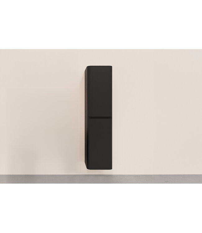 Kolomkast Novira – Mat Zwart – 160x40x35cm - Afgeronde hoeken