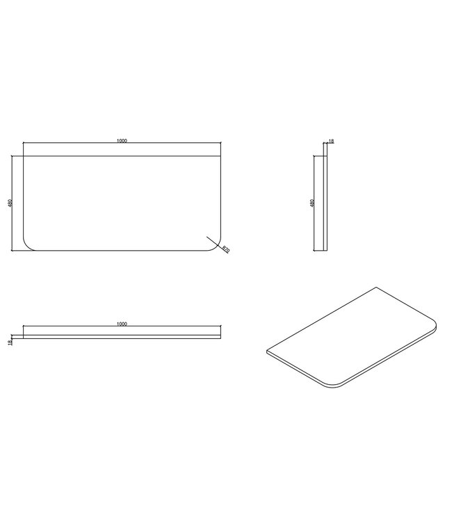 Topblad Novira | 100 x 48 cm | Mat Zwart