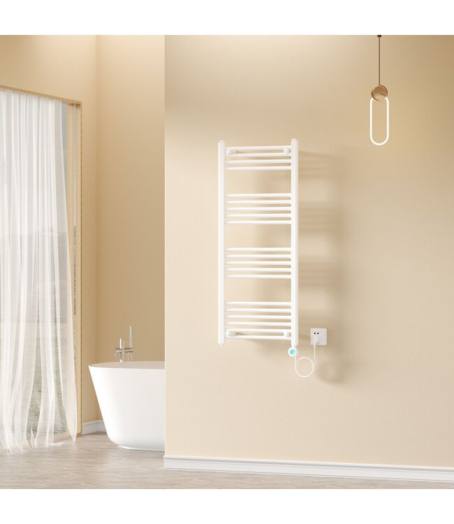 Elektrische Handdoekradiator Glans Wit 120x50cm 700Watt met Smart Wifi - programeerbaar