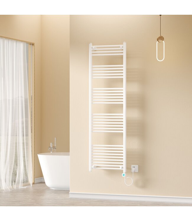 Elektrische Handdoekradiator Glans Wit 180x55cm 1000 Watt met Smart Wifi - programeerbaar