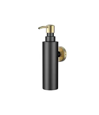 DutchLine Zeepdispancer Alya - Mat Zwart / Goud - PVD-gecoat - Wandmontage  275ml