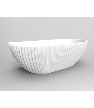 DutchLine Halfvrijstaand ligbad met ribbels – Shell Mat Wit 180x80cm