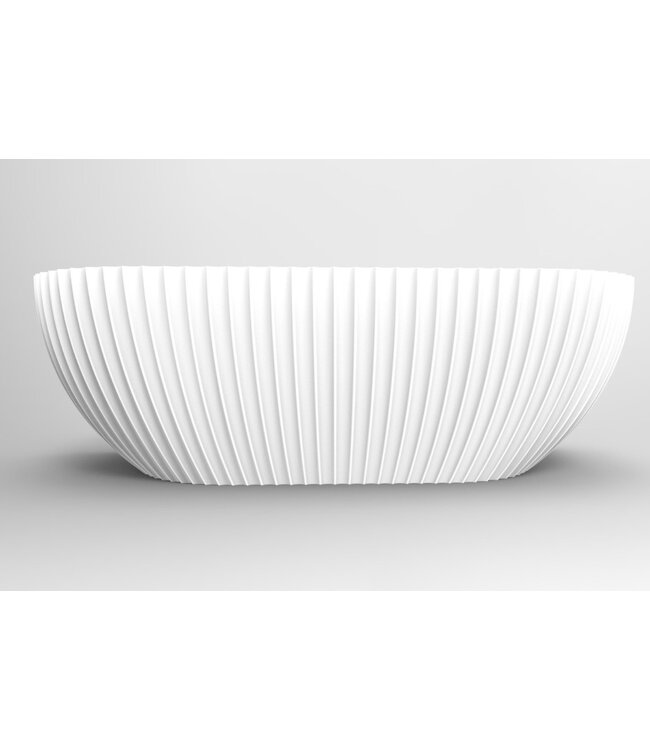 Halfvrijstaand ligbad met ribbels – Shell Mat Wit 180x80cm