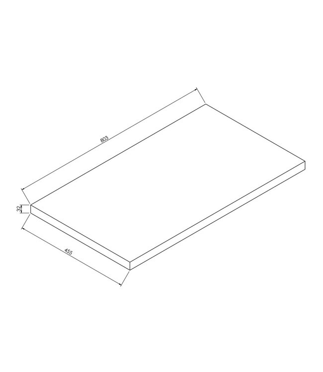 Topblad Alvara 80x46 Mat Zwart | Kunststof Wastafelblad voor Waskom