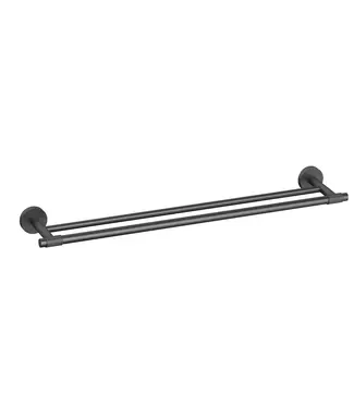 DutchLine Handdoekrek Dubbel Grip Gunmetal 60cm met reliëf