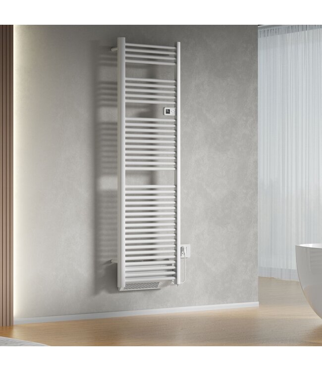 Elektrische Handdoekradiator Dahlia Wit 184x54cm 2000 Watt met blower - Programmeerbaar