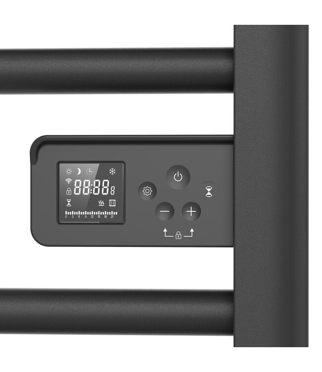 Elektrische Handdoekradiator 180x54cm 1000 Watt Zwart - Met Smart Wifi