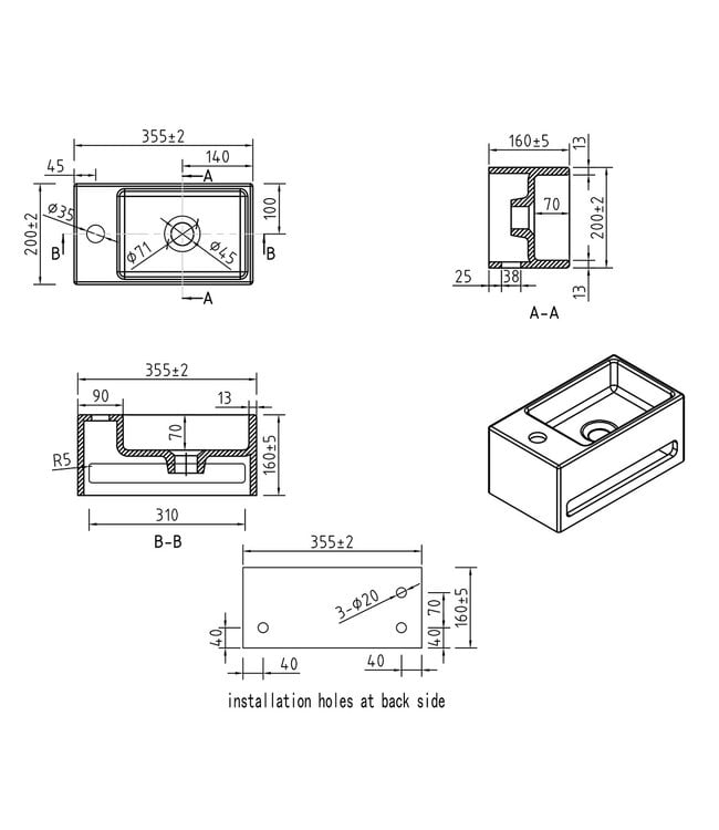 Toilet Fontein Julia Beige Rechts met handdoekhouder 35x20x15cm L/R