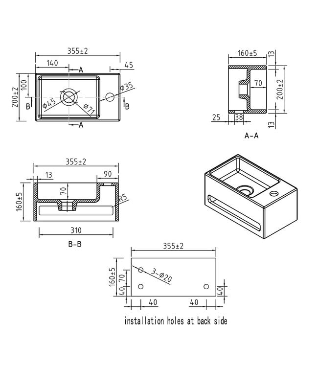 Toilet Fontein Julia Beige Links met handdoekhouder 35x20x15cm L/R