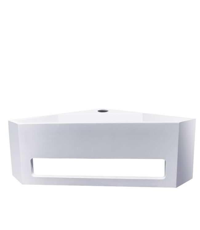 Hoekfontein Julia Beige Solid Surface 35x35x16cm met kraangat en handdoekhouder
