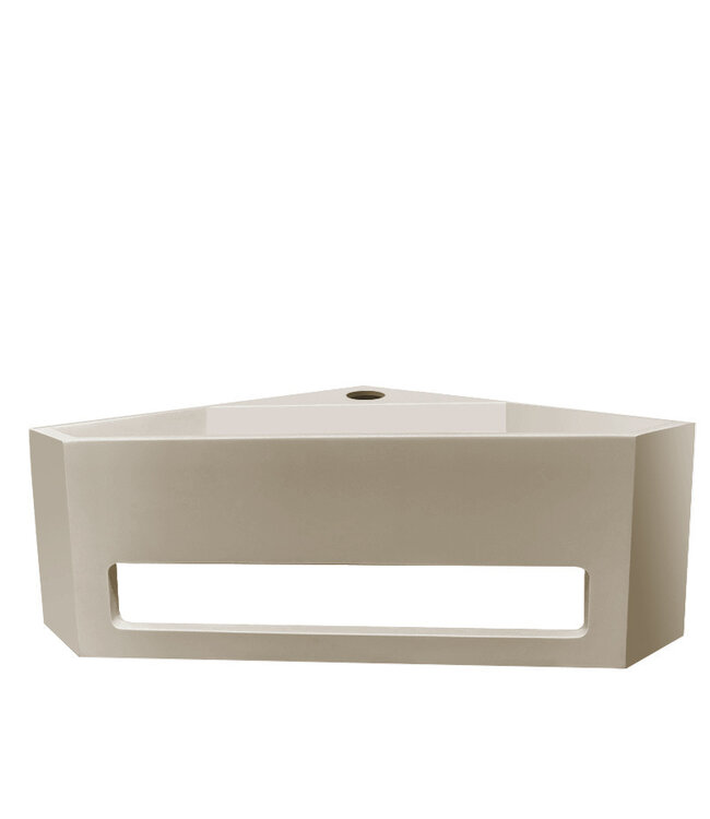 Hoekfontein Julia Beige Solid Surface 35x35x16cm met kraangat en handdoekhouder