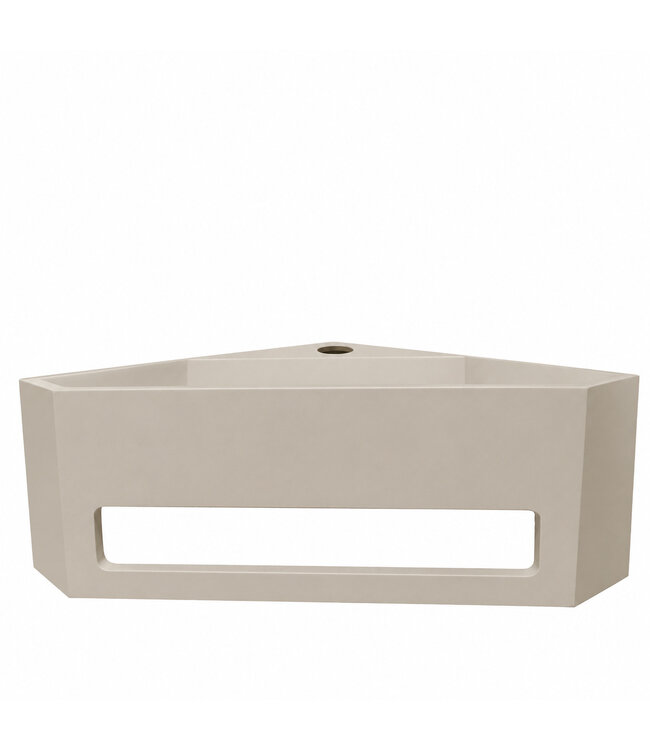 Hoekfontein Julia Beige Solid Surface 35x35x16cm met kraangat en handdoekhouder