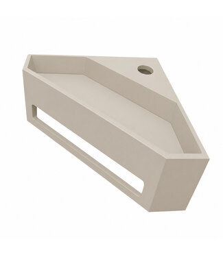 Wiesbaden Hoekfontein Julia Beige Solid Surface 35x35x16cm met kraangat en handdoekhouder
