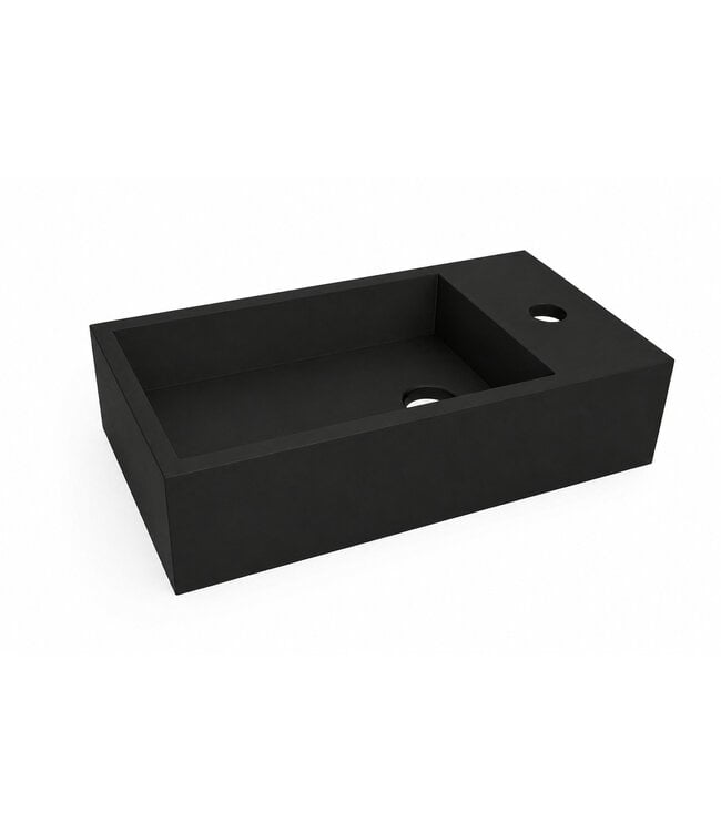 Toilet Fontein Lotte Mat Zwart Rechts 40x22x10cm Solid Surface