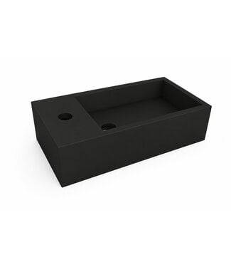 Wiesbaden Toilet Fontein Lotte Mat Zwart Links 40x22x10cm Solid Surface