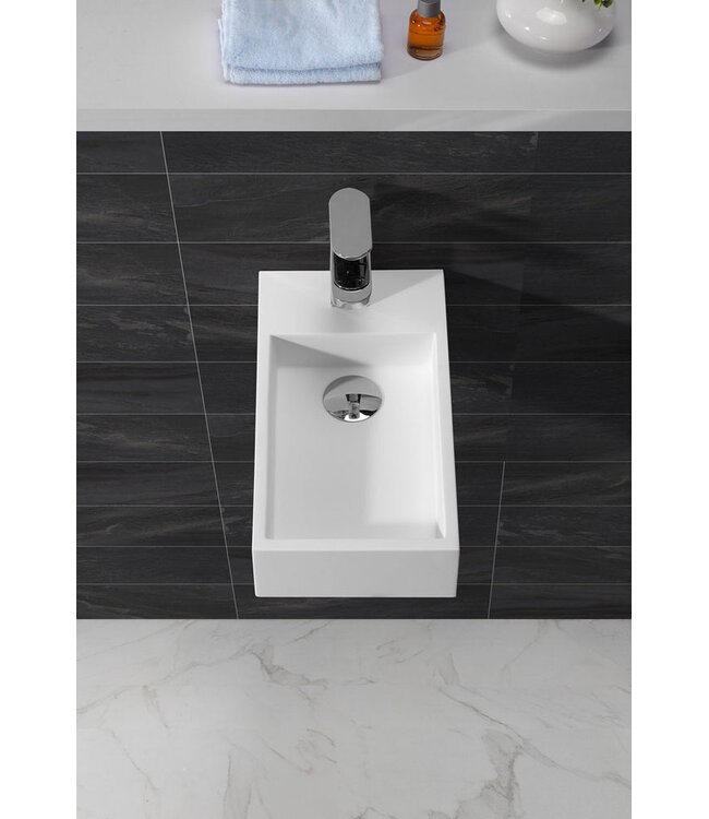 Toilet Fontein Lotte Mat Wit Rechts 40x22x10cm Solid Surface
