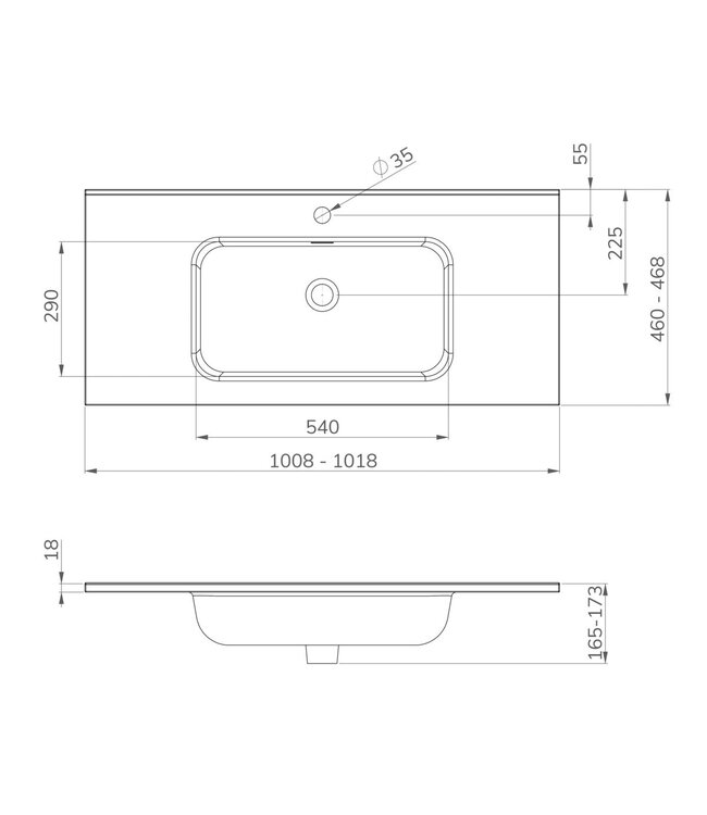Wastafel Bajo 100x46 cm – Keramiek Mat Wit (1 Kraangat)