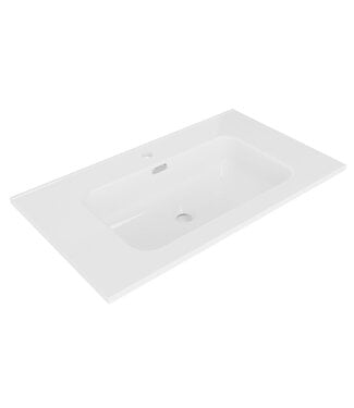 Wiesbaden Wastafel Bajo 80x46 cm – Keramiek Glans Wit (1 Kraangat)
