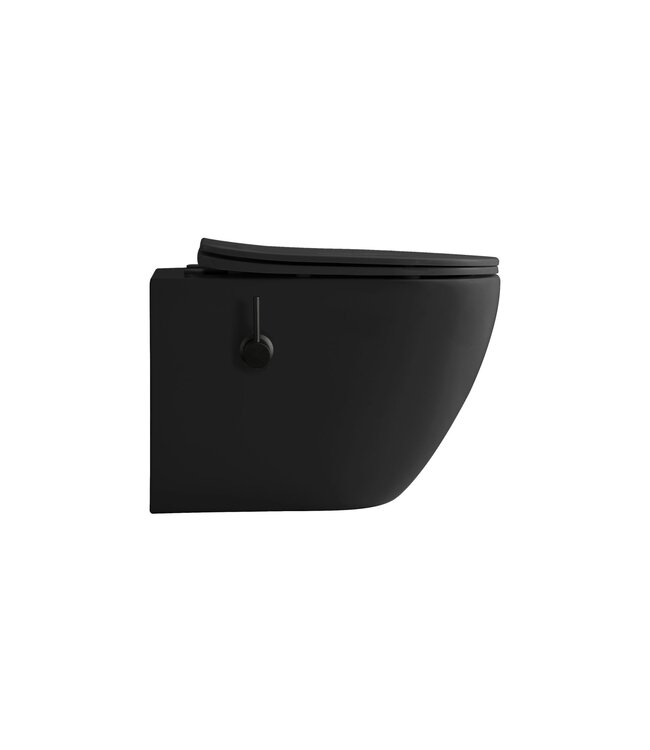 Hangtoilet met Bidet Aloni Pro – Tornado Flush – Mat Zwart – 52,5 cm
