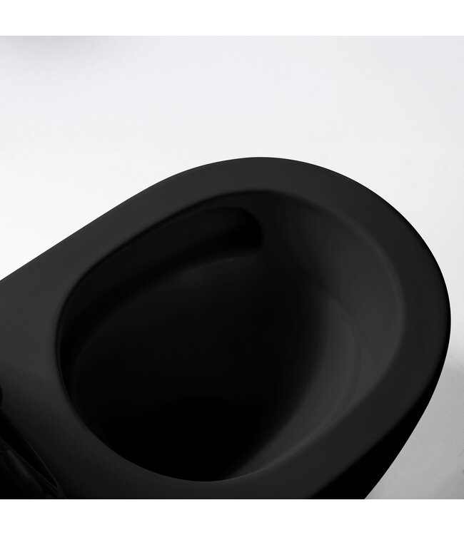 Hangtoilet met Bidet Aloni Pro – Tornado Flush – Mat Zwart – 52,5 cm